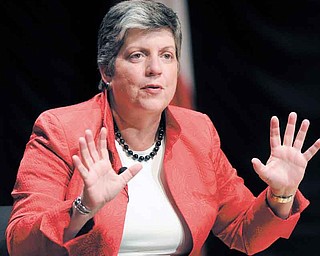 Homeland Security Secretary Janet Napolitano speaks at the Intelligence and National Security Alliance conference about the evolving threat and intelligence in Washington, Wednesday, Sept. 7, 2011. (AP Photo/Susan Walsh)