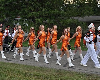 The Howland High School Marching Band marches into the stadium and past the Blitz party on Friday, Sept. 16, 2011.
