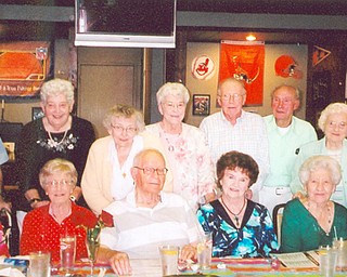 ‘Greatest Generation’ grads mark reunion:
These 13 members of the Austintown Fitch High School Class of 1944 attended their 67th reunion. From left, seated, are Betty Wehr Nobile, Elaine Barber Zedek, Ray McClain, Hope Gettman Fairbanks, Olga Jakubec Pabst and Howard Hann; standing, Jack Siersdorfer, Mary Louise Adams Bickerstaff, Leatha Baker Brobst, Marjorie Brown Gessner, Chester Clarke, Jim Albertar and Dorothy “Dot” Fee Bishop. The classmates were first-graders in 1932 when Franklin D. Roosevelt was in office. Nineteen boys left their junior and senior years to join the Armed Forces during World War II, and two were lost in the war: Richard Howley and Jack Moan. Chairwoman of this year’s reunion was Gessner, secretary was Eileen Schulz, who was unable to attend. Special guests were Austintown Schools Superintendent Vince Colaluca and director of instruction, Dan Bokesch. The 68th reunion is being planned for Aug. 22, 2012. Time and place will be announced at a later date.