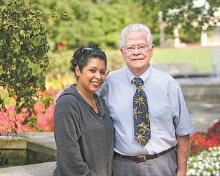 Thomas Dailey, 67, a Canfield High School teacher, poses with Becky Shelton, one of three McDonald’s employees who helped prevent more of an attack on Dailey by a 20-year-old man last year at the fast-food restaurant on Youngstown’s West Side. Shelton and the other workers will be honored at tonight’s Youngstown City Council meeting.