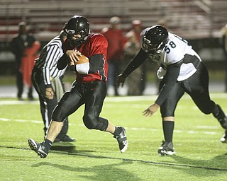 ROBERT K. YOSAY | THE VINDICATOR..#2 Jordan Italiano scamppers into the endzone as #58 Deandre Smith looks on - ..East Panthers at Canfield Cardinals .....-30