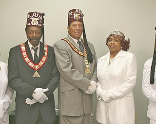 Organizing Al Asir Temple’s annual dinner-dance are committee members, from left, Noble Andrew Huff, Souvenir Journal chairman and past potentate; Daughter Catherine W. Leftwich, Imperial Ritualist Committee member and past commandress and past deputy; Noble Phillip Lawrence, chief Rabban and chairman; Noble Harvey Walker, illustrious potentate and past potentate; Daughter Mable Eskew, Illustrious commandress and past commandress and past deputy; Daughter Annie M. Jones, Imperial deputy of Oasis of Youngstown and past commandress; and Daughter Cynthia Jackson, ticket
chairwoman. Committee members missing from the photo are Noble Wayne W. Gamble, past
potentate and deputy of the Oasis of Youngstown; and Noble Marshall B. Coney Jr., ticket chairman and past potentate.