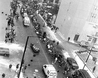 Birdseye view of YSU parade from the Ohio One Building..01/17/91 - Doug Oster