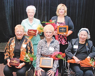 Valley Legacy Award recipients are, from left, in front, Carren Chamberlin of New Waterford, Outstanding Senior; Sandra Campbell of North Jackson, Outstanding Advocate for Seniors; Jeanne Deibel Tyler of Girard, Outstanding Senior; and back row, Gretchen Keefer Reed of Girard, Outstanding Senior; and Carol Hitchcock, Home Instead Senior Care, Outstanding Advocate for Seniors.