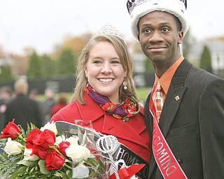 ROBERT K. YOSAY | THE VINDICATOR...King and Queen are    Emilie (ok) Hall of East Liverpool and  Jeremy McGhee of Cleveland - crowned at halftime YSU vs Western Illinois - homecoming at YSU and a win 56-14 ......-30