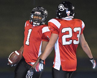 Girard running back #1 Ahmad Eggleston and receiver #23 Jordan Graziano celebrate after a Eggleston touchdown.