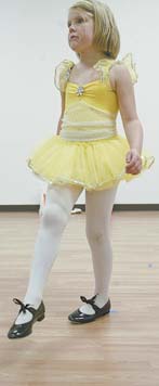 Elizabeth Harger, 6, a student at Stage Door in Poland, takes part in a tapdance class at the school operated by Teri Nobbs. Nobbs operates a similar school in Liberty.