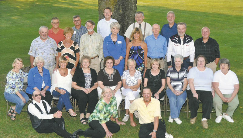 Columbiana Class of 1966 recently had a 45th reunion at the home of Bob and Betty Belding at Firestone Farms. Forty-six classmates and guests attended. Classmates are, left to right, front row: Gerald Smith, Valerie (Powers) Mayo and Paul Morse; second row: Linda (Detwiler) Seidner, Janis (McGuckin) Harrer, Kathy (Smith) Laing, Karen (Orr) Buchmann, Marty (Candle) Koehler, Judy (Browning) Martz, Margie (Wilhelm) Focht, Cheryl (Carrol) Snyder, Joyce (Scott) Rohm and Ruth Biddle; third row: Larry Richardson, Marta (Vestfals) Stanfield, Fred Maurer, Niki (Cope) Robbins, Betty (Snodgrass) Belding, Dave Bevan, Dave Rowland and Nick Burkert; fourth row: Ron Detwiler, Frank Franklin, Doug Knisley, Lee Davis and Allen Grate.