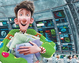 Arthur, voiced by James McAvoy, is shown in a scene from “Arthur Christmas.”