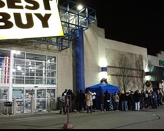 A line is already wrapped around the Best Buy building in Boardman.