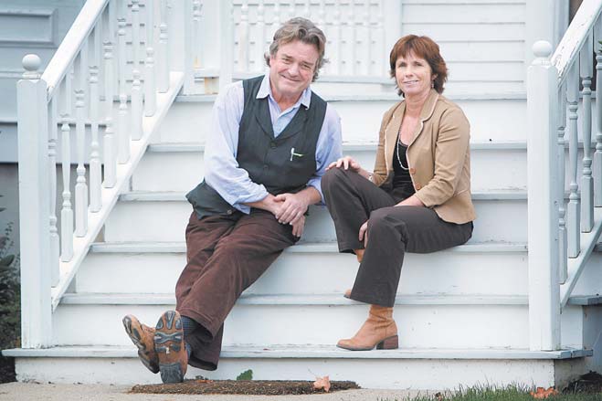 Artist Jamie Wyeth and writer Barbara Walsh pose in Rockland, Maine. The pair collaborated on the new children’s book, “Sammy in the Sky,” a story about how one family coped with the death of a beloved family pet.