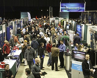 ROBERT K. YOSAY | THE VINDICATOR..The Main concourse at - "The YOUNG 2011 Conference and Expo Ñ the first Utica shale play conference in the state of Ohio Ñ is a dedicated B2B conference in which national and local companies can exhibit their products and interact with key players in the burgeoning Utica and Marcellus supply chain. at the Covelli Centre .. .-30