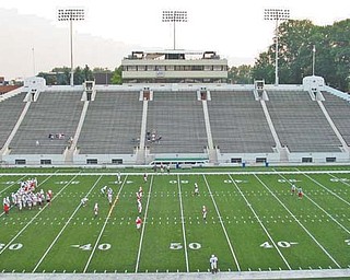 Canton’s Fawcett Stadium, the facility’s south side seen above, has been a winning venue for Cardinal Mooney, which has played there four times this season: three regular games and one playoff . On Friday, the Cardinals will take their places for the fifth time and as the home team when they face Springfield Shawnee in the Division III state final.