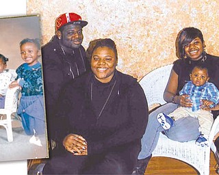 The Washington/Green family members are shown 20 years ago and today.