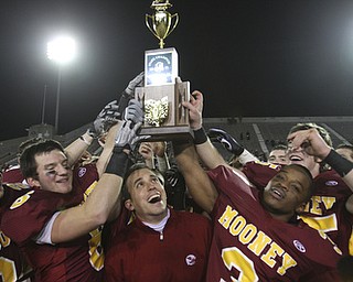 Youngstown Cardinal Mooney won their 8th championship as they beat the Shawnee Braves in Fawcett Stadium 21-14. (AP Photo/The Vindicator, Robert K. Yosay)