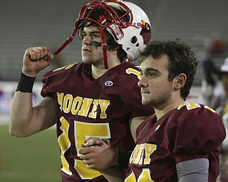 Youngstown Cardinal Mooney won their 8th championship as they beat the Shawnee Braves in Fawcett Stadium 21-14. (AP Photo/The Vindicator, Robert K. Yosay)