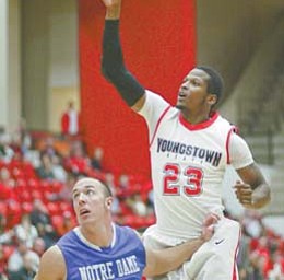 After playing two of the best games of his career last week, YSU senior forward DuShawn Brooks was named the
Horizon League men’s basketball player of the week.
