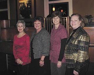 A holiday party for the Junior Group of Goodwill Industries took place Dec. 5 at Selah’s Restaurant in downtown Struthers. Committee members were (from left to right) Barbara D’Sidocky, Denise Yoho, Michele Higgins and Derrie Wilkes. The group consists of volunteers who support the mission of Goodwill.