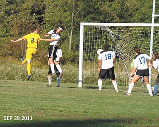 Colton Horvath, a junior on the Jackson Milton High School soccer team, is hitting the head shot toward the goal. He is the son of Randy Horvath and the late Mary Ann Rochford Horvath. The photo was taken by his aunt, Shelly Toth of Austintown.