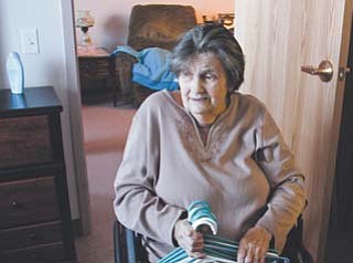 Barbara Clelind, 76, a three-year resident of Hubbard Manor apartments, enjoys the newly renovated apartment in which she lives. The 40-year-old complex is undergoing a $5.7 million renovation expected to be complete by the end of February.