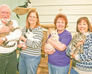 ROBERT K. YOSAY|THE VINDICATOR: Second Chance Animal Rescue will sponsor its annual Night at the Races fundraiser Saturday at St. Michael Hall in Canfield. Counting on the event to raise money for supporting the rescued animals’ care are, from left to right, Roy Reese, marketing director; Debbie Morgan, chairwoman; and volunteers Helen Dolak and Deb Alexander.