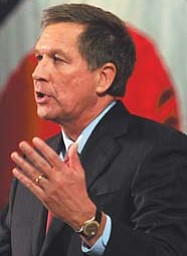 Ohio Gov. John Kasich delivers his State of the State address at Wells Academy in Steubenville on Tuesday.