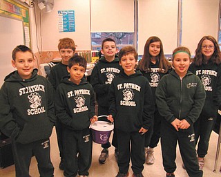 Students at St. Patrick School in Hubbard are preparing for their annual American Cancer Relay for Life. A loose change contest among classes generates additional funds for this cause and earns the class that takes in the most money a pizza/ice cream party. Members of the school’s fourth-grade class are, front row, from left, Michael Hammand, Jordan Serrano, J.J. Scarmuzzi and Katie Cigollie; back row, from left, Simon Yesh, Cooper Muccio, Olivia Robinson and Regan Sandy.