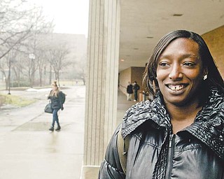 Charnitta Benson, a business major at Youngstown State University, lives in Beatitude House permanent supportive housing with her young son. She said the Beatitude House program and staff have helped get her life on track.