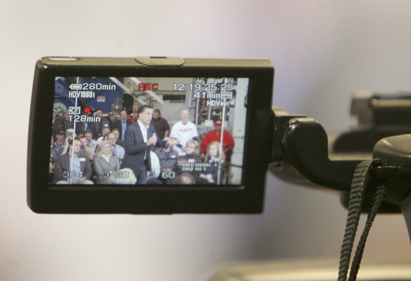 ROBERT K. YOSAY|THE VINDICATOR..Mitt Romney, one of the front-runners for the Republican presidential bid, was the first of the GOP candidates to campaign in the Mahoning Valley. @ Taylor Winfield plant on Salt Springs Rd... ...-30-