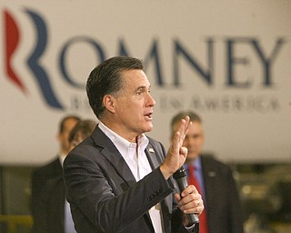 ROBERT K. YOSAY|THE VINDICATOR..Mitt Romney, one of the front-runners for the Republican presidential bid, was the first of the GOP candidates to campaign in the Mahoning Valley. @ Taylor Winfield plant on Salt Springs Rd... ...-30-
