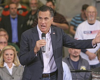 ROBERT K. YOSAY|THE VINDICATOR..Mitt Romney, one of the front-runners for the Republican presidential bid, was the first of the GOP candidates to campaign in the Mahoning Valley. @ Taylor Winfield plant on Salt Springs Rd... ...-30-