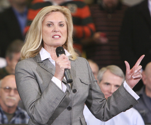 ROBERT K. YOSAY|THE VINDICATOR..Ann Romney  -  wife of Mitt.. tells a bit about her husband and introduced Mitt.Mitt Romney, one of the front-runners for the Republican presidential bid, was the first of the GOP candidates to campaign in the Mahoning Valley. @ Taylor Winfield plant on Salt Springs Rd... ...-30-