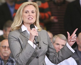 ROBERT K. YOSAY|THE VINDICATOR..Ann Romney - wife of Mitt.. tells a bit about her husband and introduced Mitt.Mitt Romney, one of the front-runners for the Republican presidential bid, was the first of the GOP candidates to campaign in the Mahoning Valley. @ Taylor Winfield plant on Salt Springs Rd... ...-30-