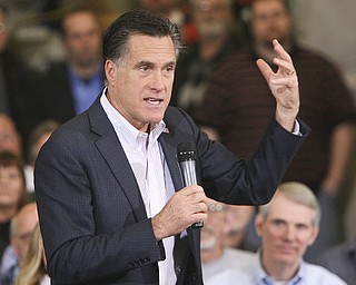 ROBERT K. YOSAY|THE VINDICATOR..Mitt Romney, one of the front-runners for the Republican presidential bid, was the first of the GOP candidates to campaign in the Mahoning Valley. @ Taylor Winfield plant on Salt Springs Rd... ...-30-