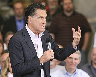 ROBERT K. YOSAY|THE VINDICATOR..Mitt Romney, one of the front-runners for the Republican presidential bid, was the first of the GOP candidates to campaign in the Mahoning Valley. @ Taylor Winfield plant on Salt Springs Rd... ...-30-