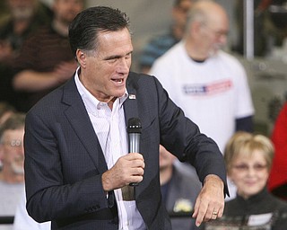 ROBERT K. YOSAY|THE VINDICATOR..Mitt Romney, one of the front-runners for the Republican presidential bid, was the first of the GOP candidates to campaign in the Mahoning Valley. @ Taylor Winfield plant on Salt Springs Rd... ...-30-