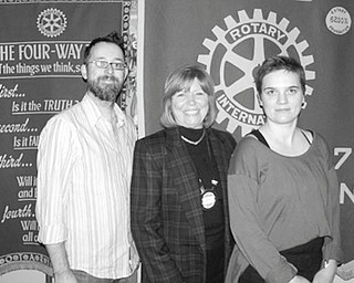 Gathering before a recent meeting of the Rotary Club of Youngstown are, from left to right, Dana Sperry, Suzanne Fleming, president of the Rotary Club of Youngstown, and Natalya Pinchuk. The club recently hosted Sperry and Pinchuk, founders of Dreaming Youngstown, which was created to initiate dreaming and brainstorming among city residents about what Youngstown could become. Between October 2011 and August 2012, thoughts, visions and dreams are being collected into a library and stored in an open and dynamic manner on the Internet. Everyone is welcome to contribute. As an open source library, any idea within it may be reworked into a new idea, vision or project and put into action. Ultimately, dreams will be organized into downloadable tours that anyone can take around the city. For information visit www.dreamingyoungstown.com.