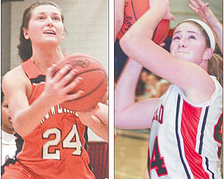 Howland’s Taylor Williams (24) and Canfield’s Sabrina Mangapora earned All-Ohio basketball honors on Monday. Mangapora was named to the first team in Division II, and Williams was selected to the second team in Division I. Nine area players received honors.