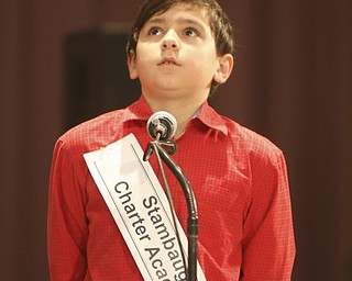 ROBERT  K.  YOSAY  | THE VINDICATOR --..FOR THE FACES  Seth Little  Stambaugh Charter Academy - The 79th  Regional Spelling Bee sponsored by the Vindicator was held at YSU Kilcawley Center with 65 spellers vieing for the coveted trophy and trip to Washington for the National Spelling Bee s--30-..(AP Photo/The Vindicator, Robert K. Yosay)