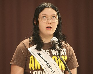 ROBERT  K.  YOSAY  | THE VINDICATOR --..FOR THE FACES  Kali Jordan-DeBruin - The 79th  Regional Spelling Bee sponsored by the Vindicator was held at YSU Kilcawley Center with 65 spellers vieing for the coveted trophy and trip to Washington for the National Spelling Bee s--30-..(AP Photo/The Vindicator, Robert K. Yosay)