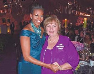 Elaine Brye, of Winona, right, was asked to attend Wednesday’s White House state dinner by First Lady Michelle Obama. Brye sent the first lady a letter in December thanking her for her support of military families. Brye’s four children are service members.