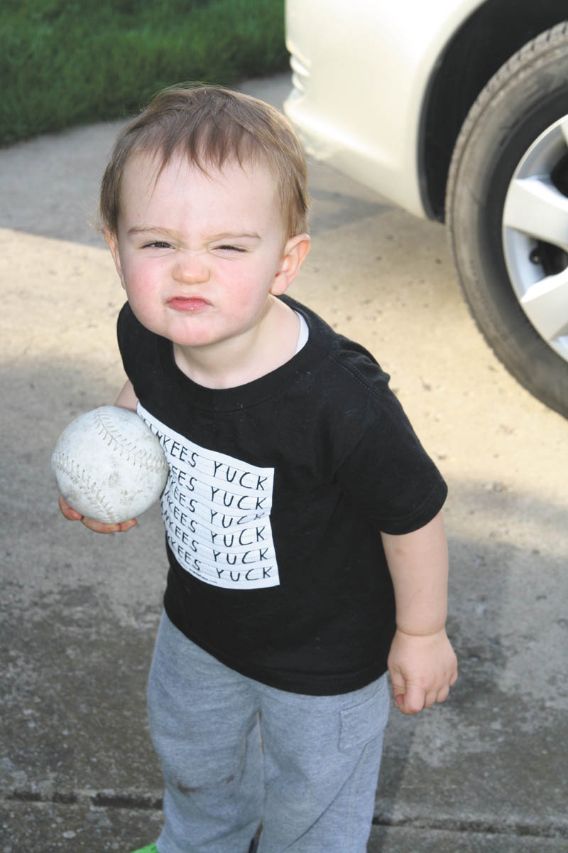 Here's one tough little guy who isn't afraid to show where his baseball loyalties don't lie. At 21 months old, Sam Manning lets his shirt speak for itself. This was sent in by Sam's grandmother, Joyce Buzzacco.