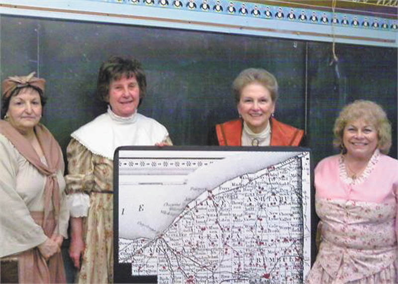 In period costume for the Niles Historical Society are, left to right, Diana Bauman, Anna Mae Cushna, Sally Thomas and Nancy Iezzi-Dom.