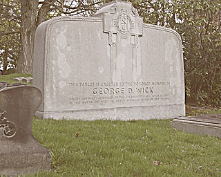The memorial for Col. George D. Wick at Oak Hill Cemetery on Youngstown’s South Side. Wick, the first president of Youngstown Sheet & Tube Co., was among those who died on Titanic 100 years ago.