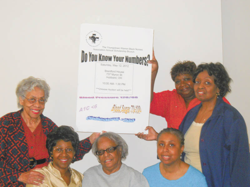 Youngstown-Warren Black Nurses Association will have its annual scholarship brunch from 10 a.m. to 1:30 p.m. Saturday at Brentford House, 737 Myron St. SE, Hubbard. The event is titled “Do You Know Your Numbers?” and focuses on blood pressure, 
cholesterol and blood-glucose numbers. Speakers will be Dr. LaShale Pugh and Felicia 
Alexander. There also will be a basket auction. Association members, standing from left, are Olla Tate, Sandra Abrams and Carole DuBose. Seated are Wayna Hightower, Esther McCain and Brenda Averhart. Absent from the photo is Lynn Hines, chapter president and scholarship chairwoman. The cost of admission is $20.