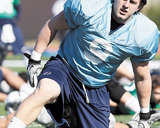 Penn State running back Michael Zordich (9) warms up before practice at Bishop Lynch High School in Dallas.