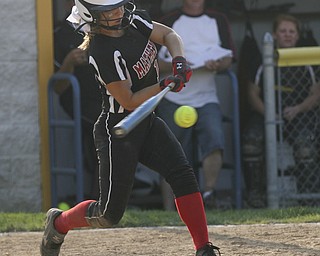 JESSICA M. KANALAS | THE VINDICATOR..Mathews #15 Tabby Granelly makes contact during the top of the sixth inning against Jackson Milton for the Division 3 Regional Semifinal game at Kent State University.