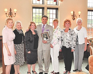 Youngstown Area Federation of Women’s Clubs Inc. honored WYTV 33 News anchor Stan Boney at its annual awards and scholarship presentation May 16 at the Youngstown Country Club. From left are members Marilyn Morelli, Lucile Bartlemay, Barbara Higgins, Boney, Rusti Puromaki, Catherine Campana and Sally Schlabaugh.