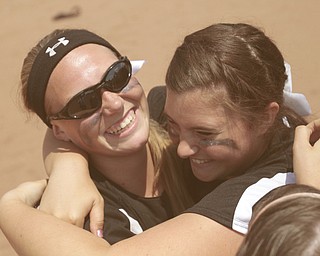 ROBERT K. YOSAY | THE VINDICATOR..A couple of bloop hits combined with a three-base error on a sacrifice bunt to propel the Mathews High softball team to its biggest game in school history..Junioir shortstop Jessica Marsico drove in two runs plus made a sliding catch in right field in the seventh inning to help the Mustangs defeat Covington, 5-3, in ThursdayÕs Division IV state semifinal game at Firestone Stadium.. - -30-..