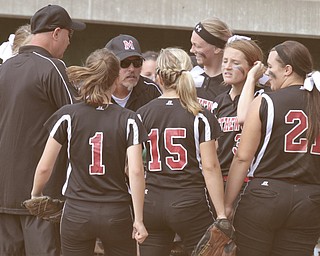 ROBERT K. YOSAY | THE VINDICATOR..A couple of bloop hits combined with a three-base error on a sacrifice bunt to propel the Mathews High softball team to its biggest game in school history..Junioir shortstop Jessica Marsico drove in two runs plus made a sliding catch in right field in the seventh inning to help the Mustangs defeat Covington, 5-3, in ThursdayÕs Division IV state semifinal game at Firestone Stadium.. - -30-..